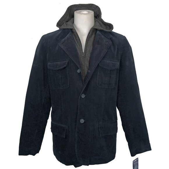 NEW Tommy Hilfiger Hoodie Sportcoat Peacoat! NavyWeathered CorduroyInsulated